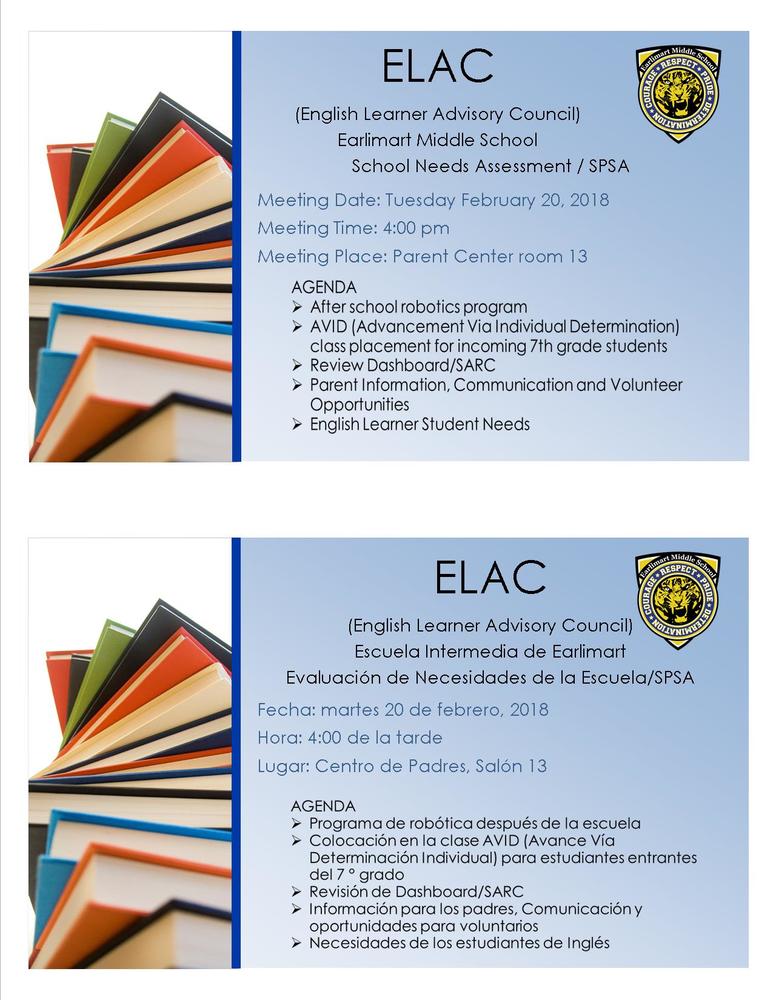 ELAC & 6th Grade Parent Meeting