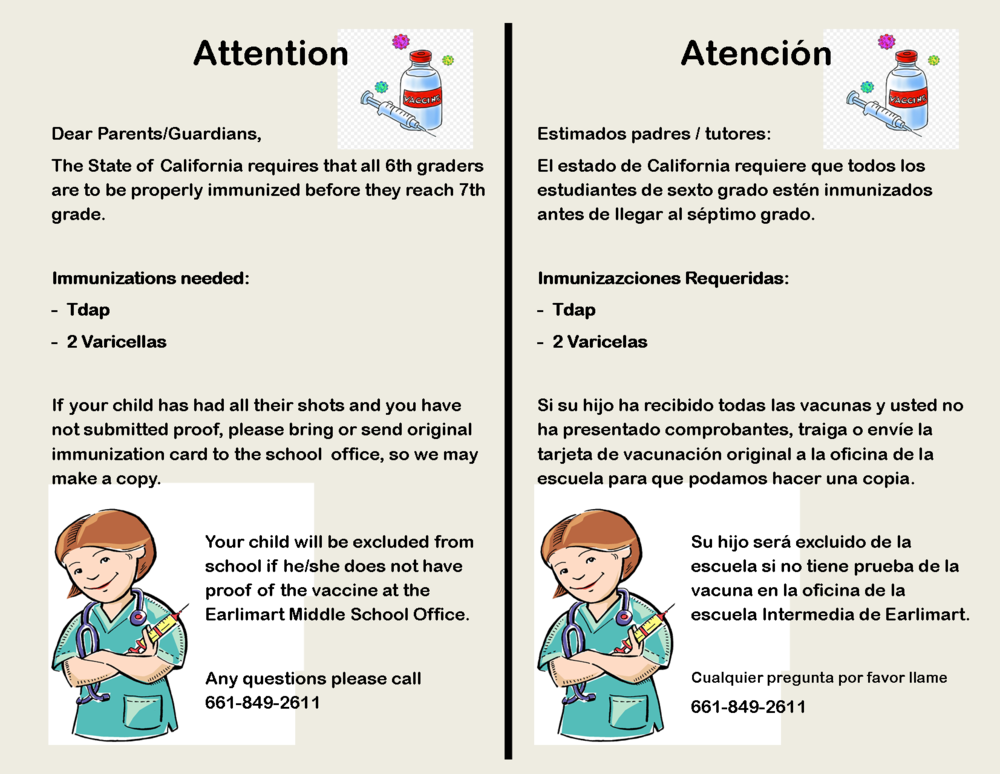 Attention Parents/ Atención Padres | Earlimart Middle School
