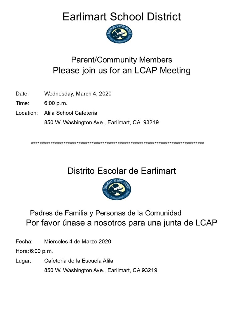 LCAP Meeting Earlimart Elementary School