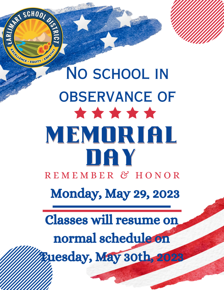 HolidayMemorial Day Earlimart School District