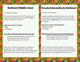 7th Grade Immunizations / Inmunizaciones del 7mo Grado