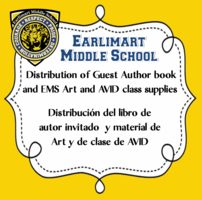 Distribution of Guest Author Book and EMS Art & AVID classsupplies