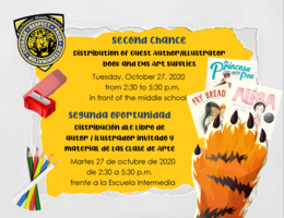 Second Chance Distribution of Guest Author/Illustrator book and EMS Art supplies